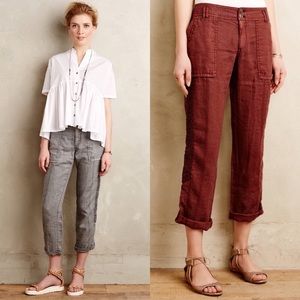 Anthro Hei Hei Linen Cropped Trousers
